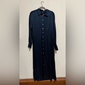 Madewell Navy Button-Front Shirt Dress